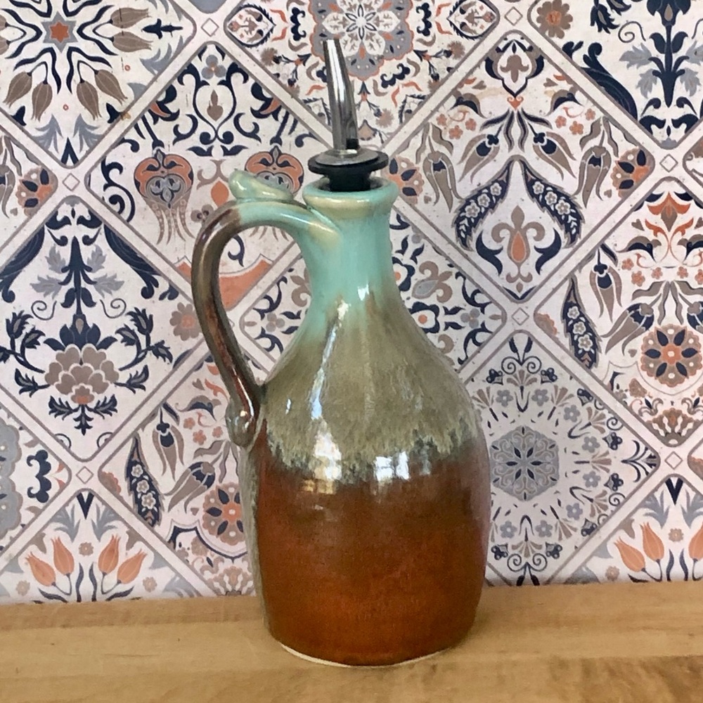 Olive Oil Stoneware Glazed Pottery Bottle